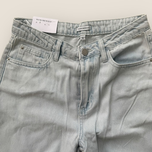 WeWoreWhat |  Mid Rise Distressed Straight Leg Jeans - Size 26 - Picture 6 of 10